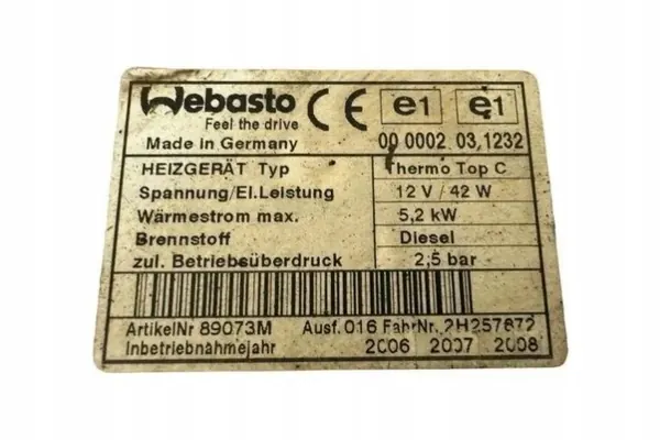 Aquecedor Webasto OEM 2H257872 para Nissan X-Trail T31 image 6