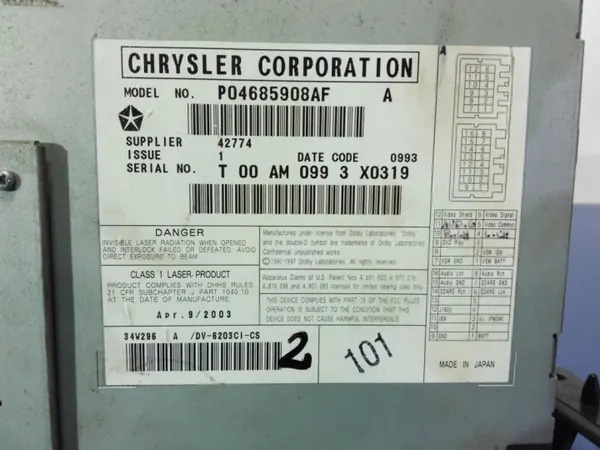 Changer DVD Chrysler Pacifica OEM P04685908AF image 4