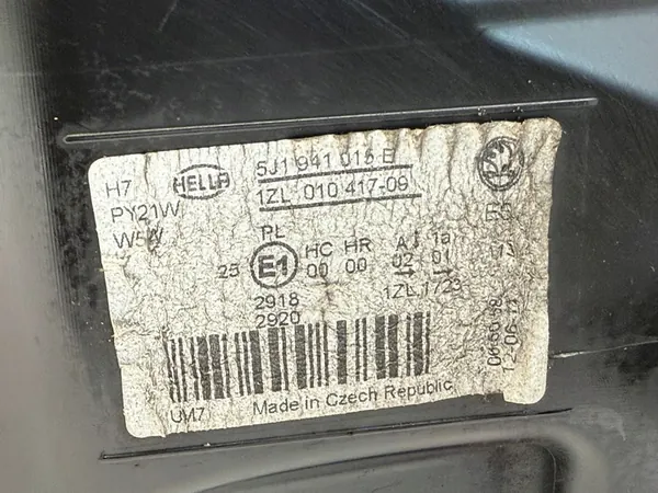 SKODA FABIA II LIFT LÂMPADA ESQUERDA LENTE DE VIRAGEM 5J1941016E image 4