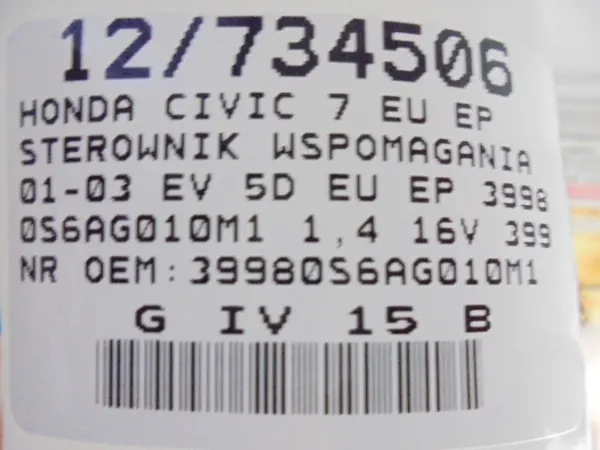Honda Civic VII 1.4 Modulo Servosterzo 39980-S6A-G010-M1 image 5
