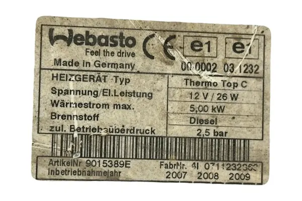 Webasto Verwarming OEM 9015389E Mazda 6 GH image 7