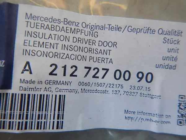 Mercedes E W212 Türschalldämmung Vorne OEM A2127270090 image 3