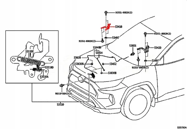 TOYOTA RAV4 Bisagra de Capó, Derecha, OEM 53410-42140 image 8