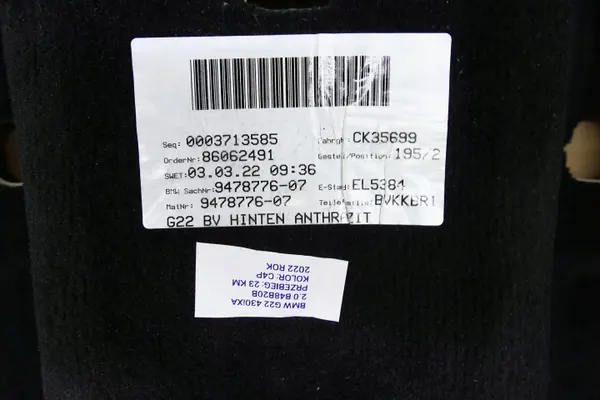 OEM 9478776 BMW 4 G22 M-Paket Hinterer Teppichboden image 6