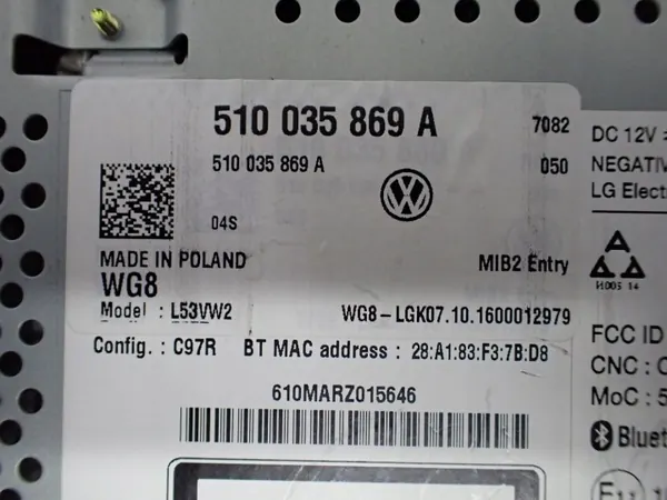 Radio CD MIB2 OEM 510035869A pour VW Golf VII image 9