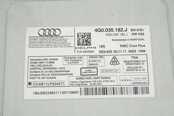 Radio CD SD MMI OEM 4G0035182J pour Audi A6 C7 image 7