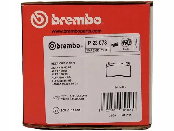 Brembo P 23 078 Jarrupalat-sarja, levyjarrut image 7