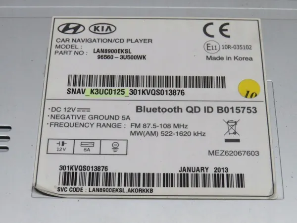 Kia Sportage III GPS Radio OEM 965603U500WK image 10