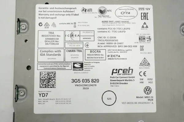 Estación Multimedia VW Passat B8 OEM 3G5035820 image 4