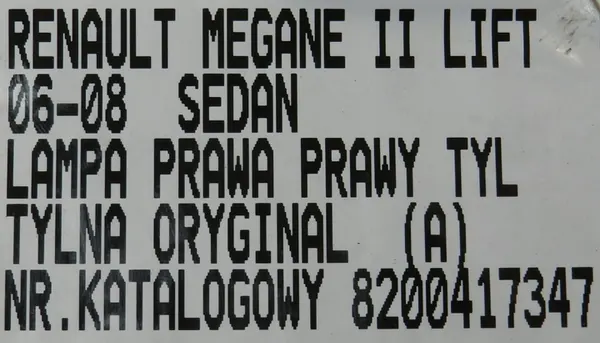 LÁMPARA TRASERA DERECHA RENAULT MEGANE II LIFT 06-08 8200417347 image 6