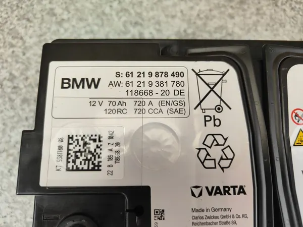 BMW OEM 9878490 AGM Batterie 12V 70Ah 720A image 3