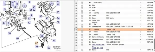 Controlador de bloqueio de direção Saab 9-5 2.0L image 5