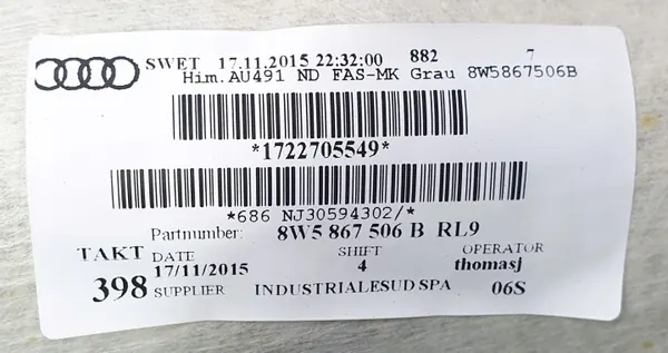 Techo OEM 8W5867506B RL9 para Audi A4 B9 Sedán image 10