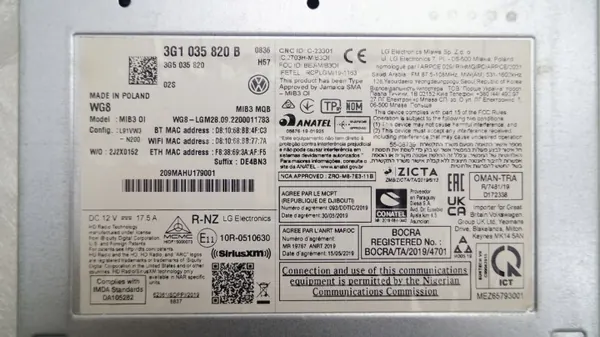 OEM 3G1035820B MMI Navigaation Lukija VW Passat B8:lle image 3