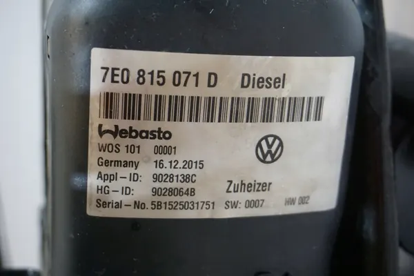 Volkswagen T6 Webasto Parking Heater 7E0815071D image 6