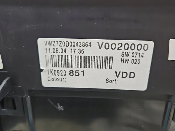 Snelheidsmeter VW Golf V 1.4 16V 1K0920851 OEM image 5
