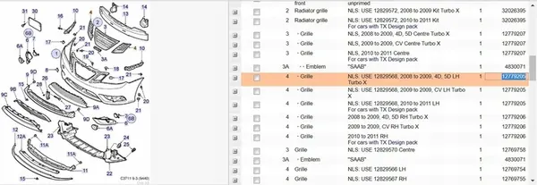 Griglia Paraurti Sinistra SAAB 9-3 (YS3F) 12779205 image 4