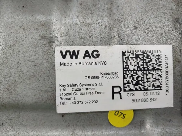 Polviairbag OEM 5G2880842 VW Golf VII:lle image 5