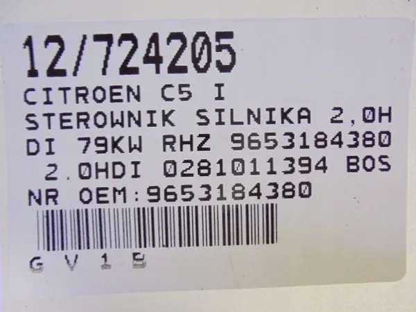 Moottorinohjainyksikkö Citroen C5 I - OEM Osa image 5