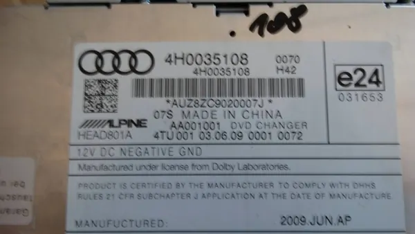 DVD-vaihtaja OEM 4H0035108 Audi A8 D4:lle image 4