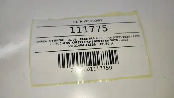 Hiilifiltteri OEM 31420-AA100 Elantra VII:lle image 6