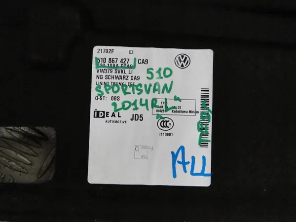 Funda de maletero Volkswagen OE 510867427 usado image 5