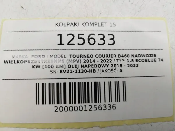 OEM 8V21-1130-HB Pyöränkansisarja 15" Ford Courier image 10
