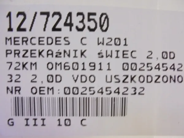 Mercedes gloeibougie relais OEM 0025454232 - Gebruikt image 8