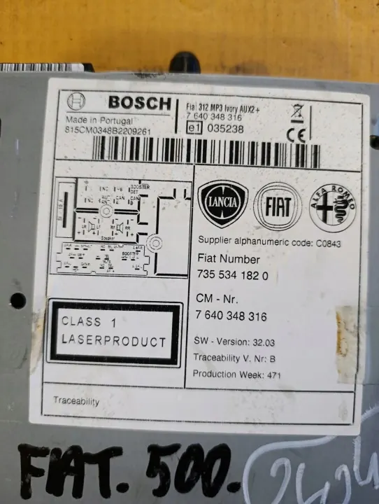 Radio Fiat 500 OEM 7355341820 - Unité OE d'occasion image 4