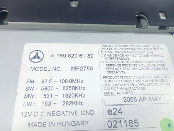 Radio Mercedes Clase A W169 OEM M1S238 MAR 00019676 image 5
