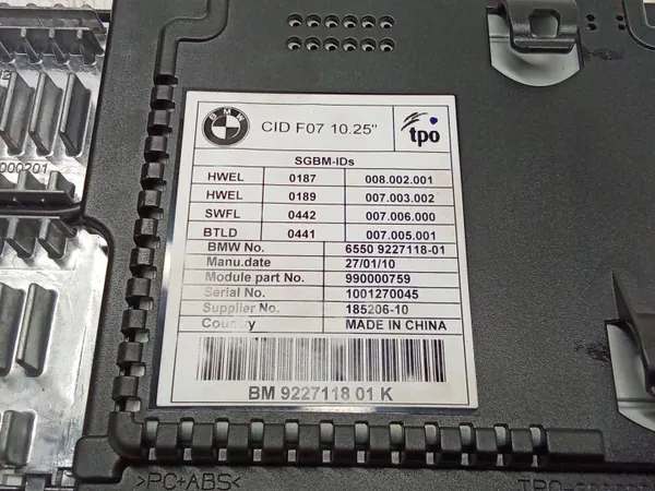Écran navigation BMW OEM 9227118 pour 5 GT F07 image 5