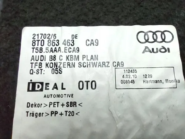 Takakontin matto OEM 8T0863463 8K Audi A5 8T Coupé:lle image 9