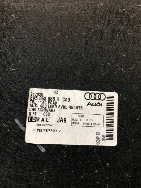 Painel Lateral Direito Porta-Malas OEM 8V5863888H Audi A3 8V image 5