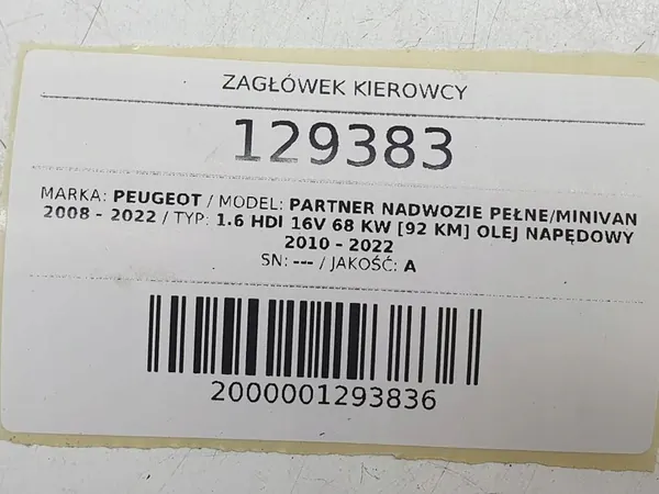 Driver Headrest Left Seat Peugeot Partner II Berlingo II image 5