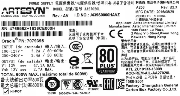 Alimentation SUN ORACLE 600W X3-2 X4-2 image 3
