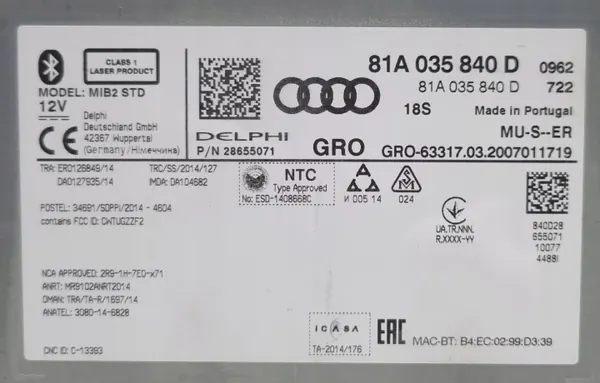 OEM 81A035840D Audi MIB 2 Unidad de Navegación image 9