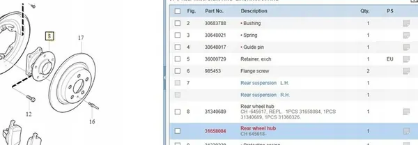 Cuscinetto mozzo posteriore Volvo S60 I V70 XC70 I OEM 31658084 image 5
