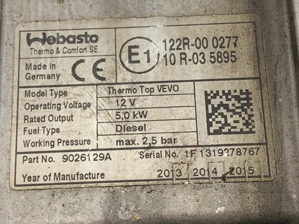 Webasto Verwarming OEM 7N0815005AA voor VW Sharan image 8