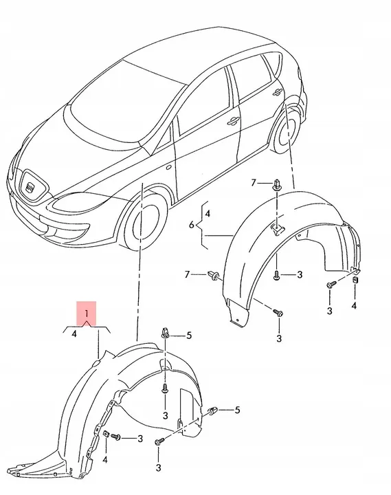 SEAT ALTEA TOLEDO III Left Front Wheel Arch 5P0809957D image 2