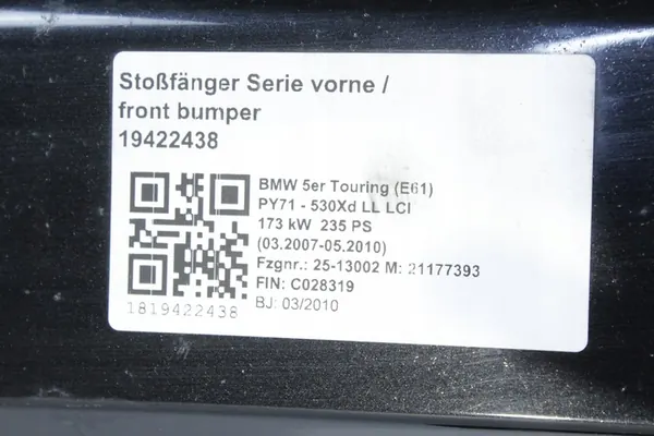 Paraurti Anteriore PDC Alogeno BMW E60 E61 LCI 475 image 5