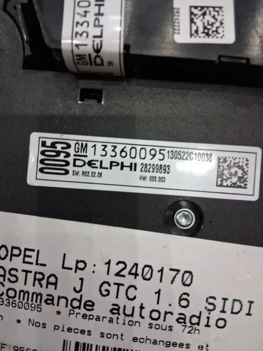 Painel controle rádio Opel Astra J OEM 13360095 image 5