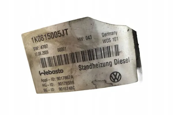 Webasto Lämmitys OEM 1K0815005JT VW Touran 1.9L image 6