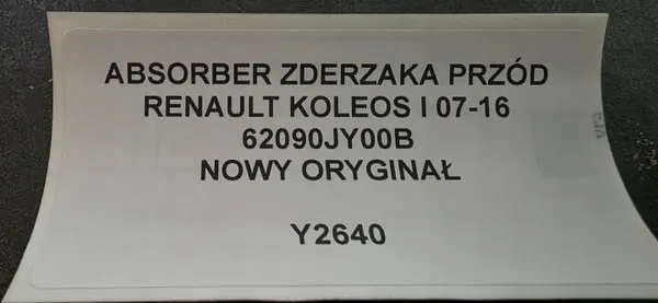 OEM 62090-JY00B Framstötfångare absorber Renault Koleos image 4