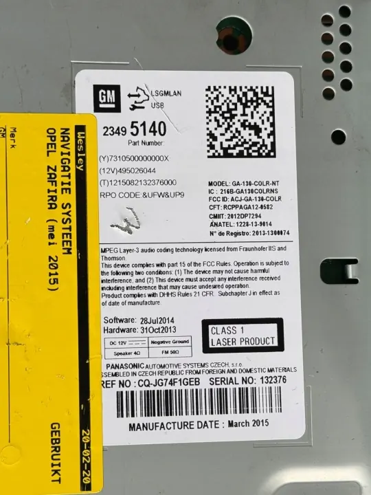 Leitor Rádio Navegação OEM 23495140 para Opel Zafira image 3