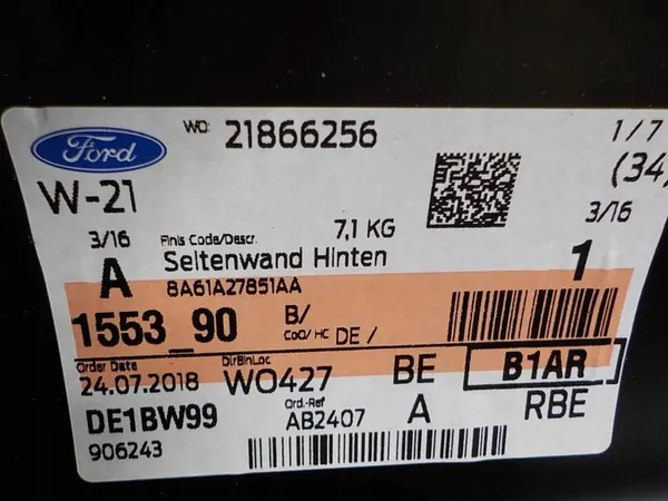 Ford Fiesta MK7 13- Takaluukun Vasemman Puolen Verhoilu image 5