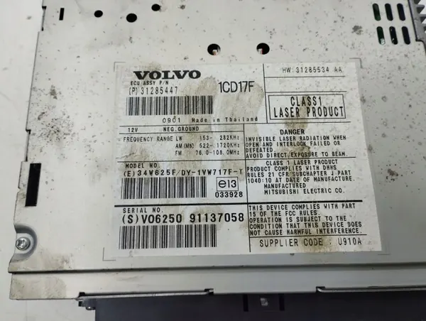 Changer CD Volvo V50 1.6L Diesel OEM 31285447 image 7