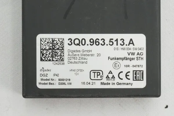 Module Webasto OEM 3Q0963513A pour VW Groupe image 3