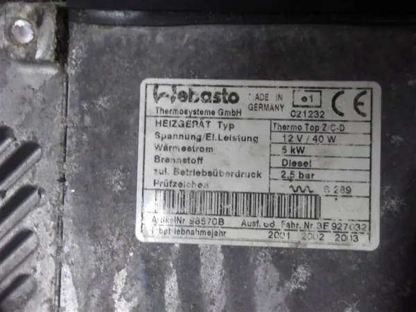 WEBASTO Thermo Top C 12V 5.2KW Chauffage Essence image 3