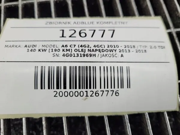 Komplett AdBlue-tank Audi A6 C7 image 7