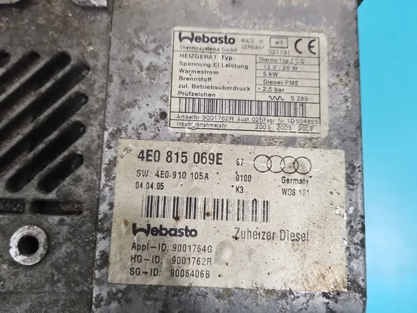 Webasto hulpverwarming OEM 4E0815069E Audi A8 D3 image 3